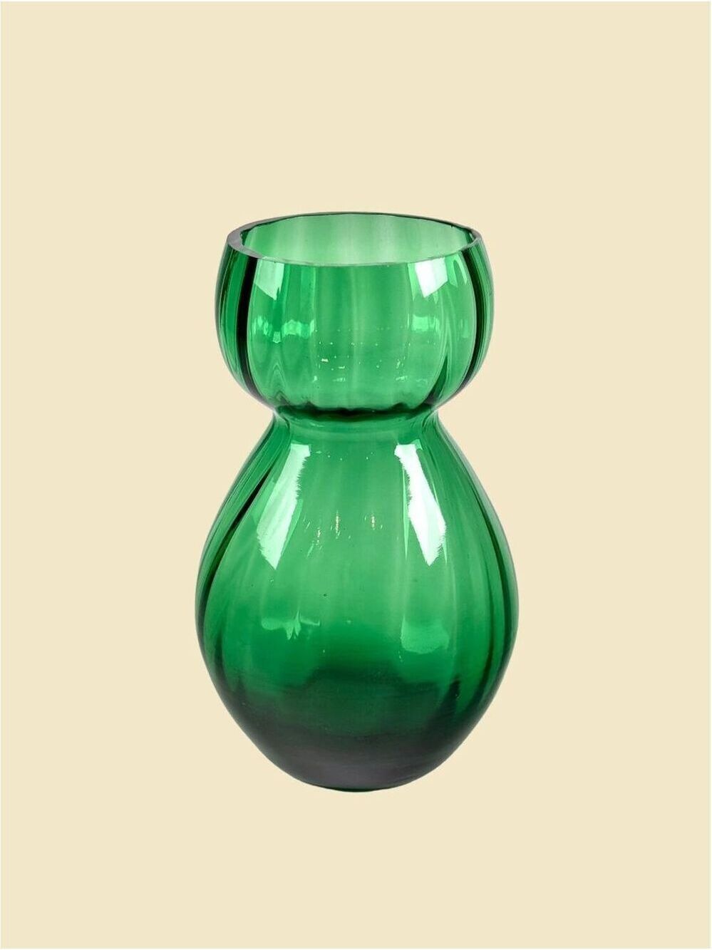 Antique Emerald Green Hand Blown Optic Glass Hyacinth Bulb Forcing Vase 6.5 in